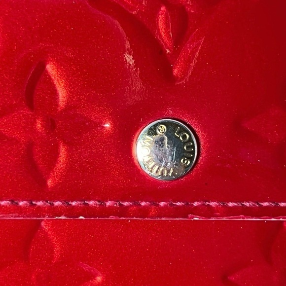 Louis Vuitton Candy Apple Red Patent Leather Vernis Wallet with Chain